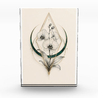 Minimalist Geometric Gold Orchid Luxury Acrylic Photo Block