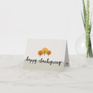 Minimalist Geometric Happy Thanksgiving Script Thank You Card