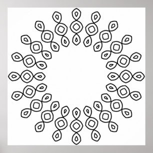 Minimalist Geometric Mandala Coloring Page Art Poster