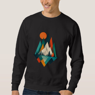 Minimalist Geometric Mountain Landscape Art Design Sweatshirt