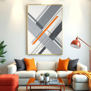 Minimalist Geometric Orange Accent Poster
