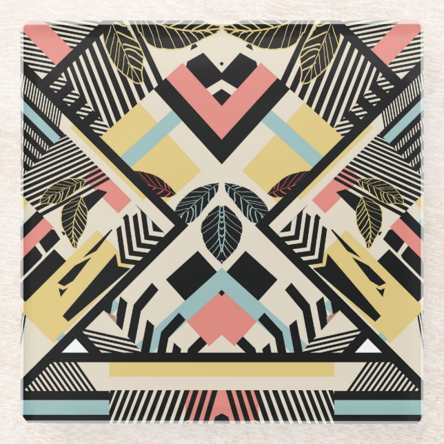 Minimalist Geometric: Pattern Design Glass Coaster (Front)