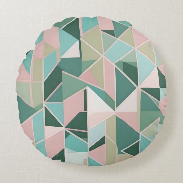 Minimalist geometric pattern in pastel colours round cushion (Front)