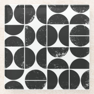 Minimalist geometric: Scandinavian semicircles. Glass Coaster