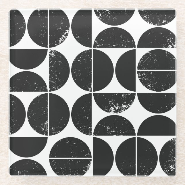 Minimalist geometric: Scandinavian semicircles. Glass Coaster (Front)