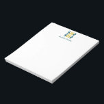 Minimalist Geometric Shape Blue Yellow Custom Name Notepad<br><div class="desc">Write notes in style with this Mid Century Modern Geometric Art Quilt Design in mustard and teal,  personalized with your name.</div>