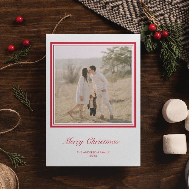 Minimalist Geometric Square Personalised Christmas Holiday Card (Creator Uploaded)