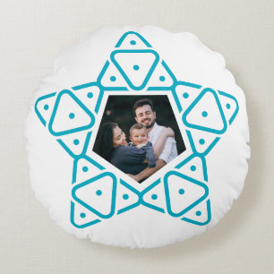 Minimalist Geometric Star of David Art Round Cushion