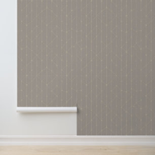 Minimalist Geometric Star Pattern on Taupe Wallpaper
