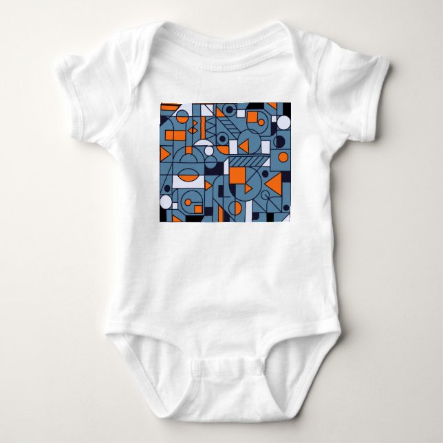 Minimalist Geometry: Retro Abstract Poster Baby Bodysuit (Front)