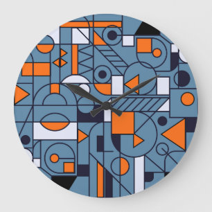 Minimalist Geometry: Retro Abstract Poster Large Clock