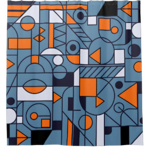 Minimalist Geometry: Retro Abstract Poster Shower Curtain