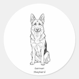 Minimalist German Shepherd Dog Line Art Classic Round Sticker
