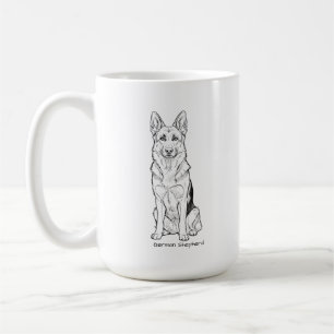 Minimalist German Shepherd Dog Line Art Coffee Mug