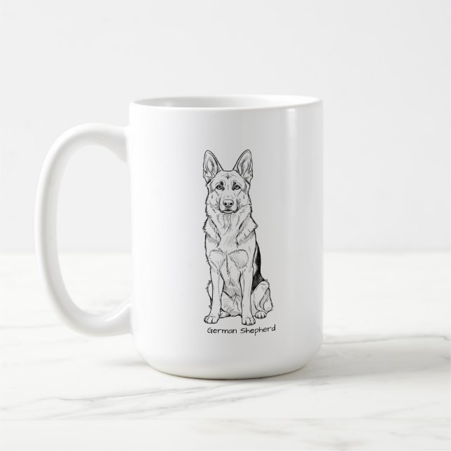 Minimalist German Shepherd Dog Line Art  Coffee Mug (Left)