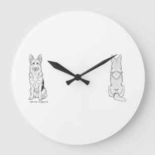 Minimalist German Shepherd Dog Line Art  Large Clock