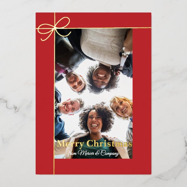 Minimalist Gift Wrap and Bow Photo Gold Real (Front)