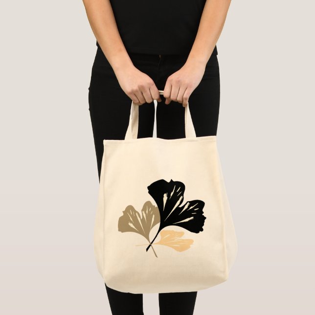 Minimalist Ginkgo Leaf Illustrated Tote Bag (Front (Product))