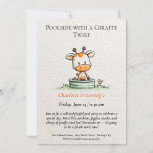 Minimalist Giraffe Pool Party Invitation