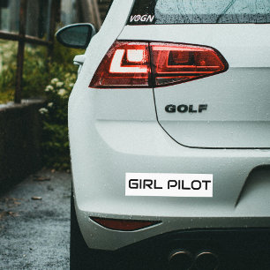 Minimalist GIRL PILOT Typography,Simple Aviation Bumper Sticker
