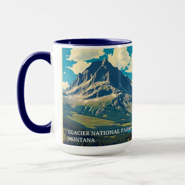 Minimalist Glacier National Park Peak Custom Mug (Left)