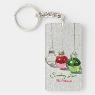 Minimalist Glass Christmas Ornaments Key Ring