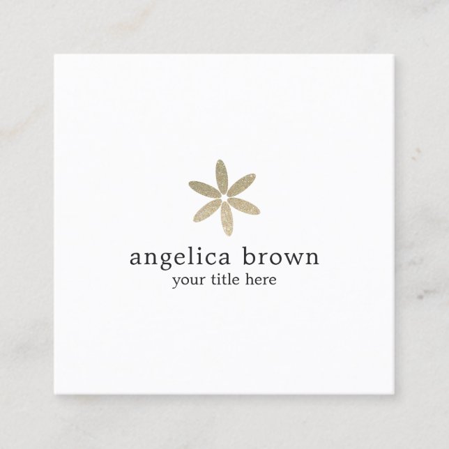 Minimalist Glitter Floral Business Card (Front)