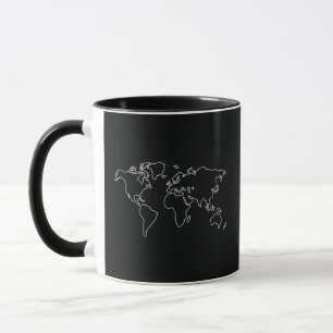 Minimalist Globe World Map T-Shirt Travel Travelle Mug