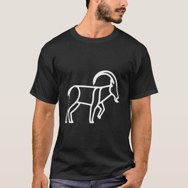 Minimalist Goat Line Art Pocket Patch T-Shirt (Front)