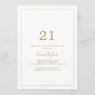 Minimalist Gold 21st Birthday Party Invitation