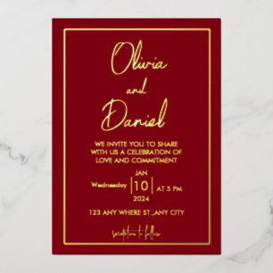 Minimalist   Gold  All In One Wedding Invitation