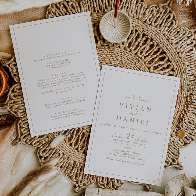 Minimalist Gold All In One Wedding Invitation (Creator Uploaded)