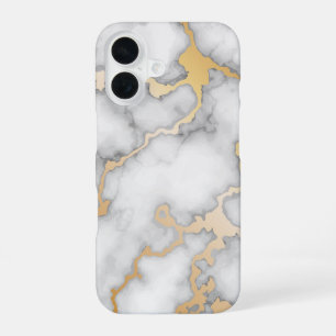 Minimalist Gold And White Marble iPhone 16 Case