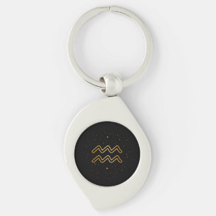 Minimalist Gold Aquarius Zodiac Keychain Gift