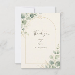 Minimalist Gold Arch Eucalyptus Wedding Thank You Card