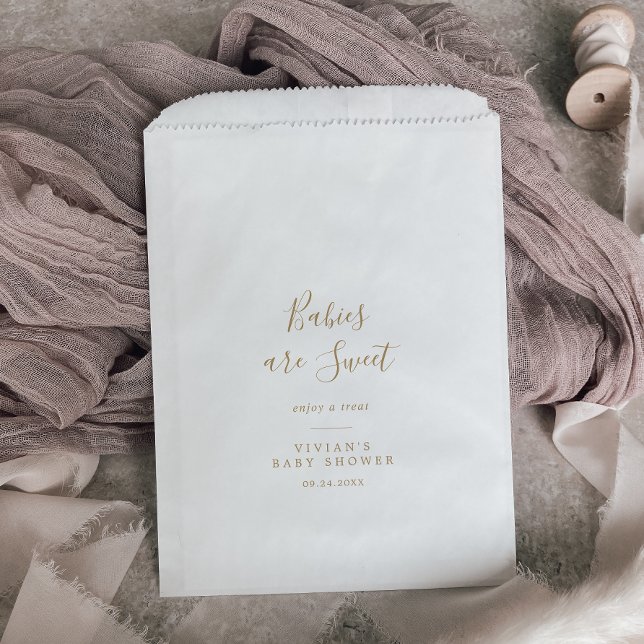 Minimalist Gold Baby Shower Babies are Sweet Favour Bags (Creator Uploaded)