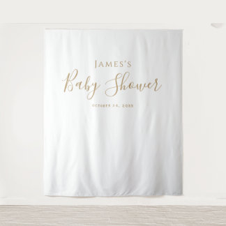 Minimalist Gold Baby Shower Backdrop Tapestry