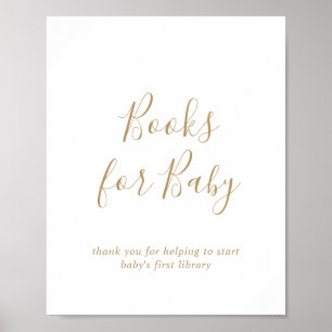 Minimalist Gold Baby Shower Books for Baby Sign