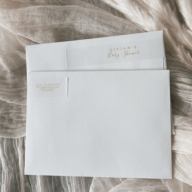 Minimalist Gold Baby Shower Wrap Around Label (Creator Uploaded)