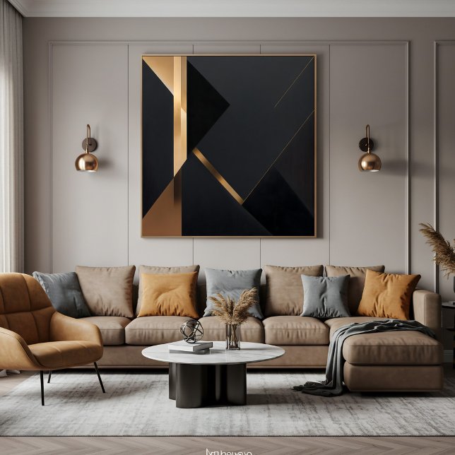 Minimalist Gold Black Geometric Luxur Canvas Print (Creator Uploaded)