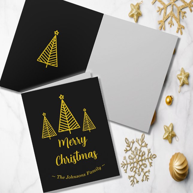 Minimalist Gold Black Merry Christmas Greeting  Card (Creator Uploaded)