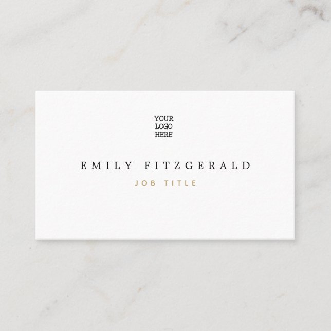 Minimalist Gold & Black Typography/Your logo Business Card (Front)