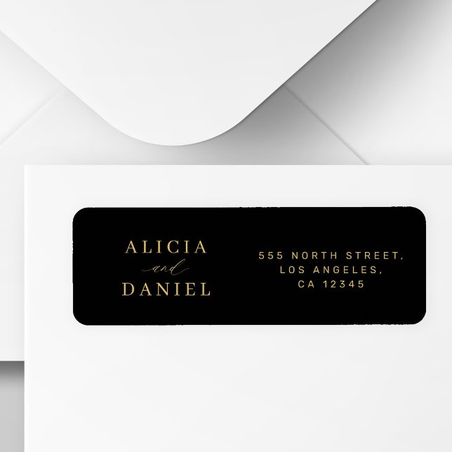 Minimalist gold black wedding return address (Creator Uploaded)