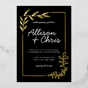 Minimalist Gold, Black & White Script Wedding