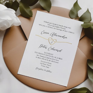 Minimalist Gold Black White Wedding Invitation