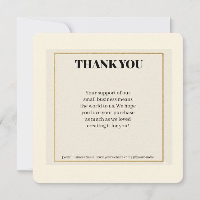 Minimalist Gold Border Luxury Business Thank You P Holiday Card (Front)