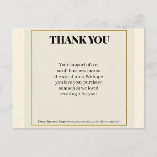 Minimalist Gold Border Luxury Business Thank You P Holiday Postcard