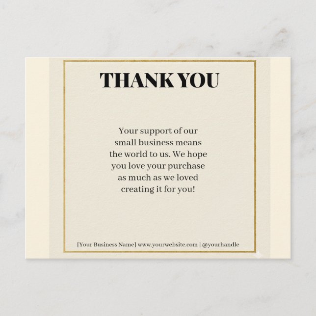 Minimalist Gold Border Luxury Business Thank You P Holiday Postcard (Front)