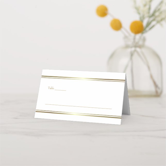 Minimalist Gold Border Wedding Place Card (Front)
