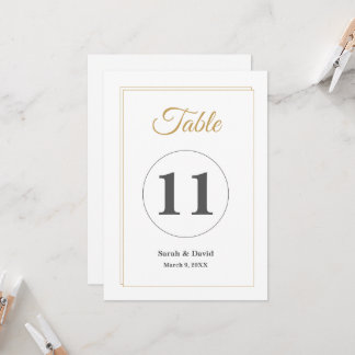 Minimalist Gold Border Wedding Table Number Card